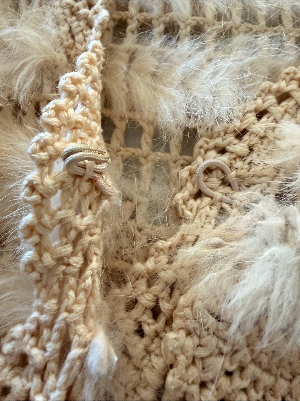 VTG L’affaire Crochet Fur Vest clasp tank top boho Prairie western festival - Picture 4 of 5